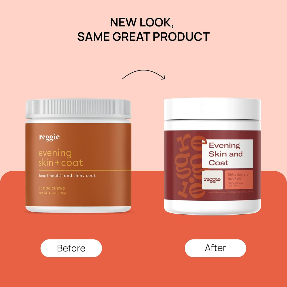 Reggie Evening Skin + Coat Supplements for Dogs 60 Masticables