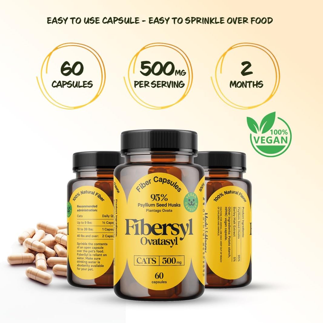 FiberSyl Ovatasyl Prebiotics for Cats Digestive Health 60 Capsulas