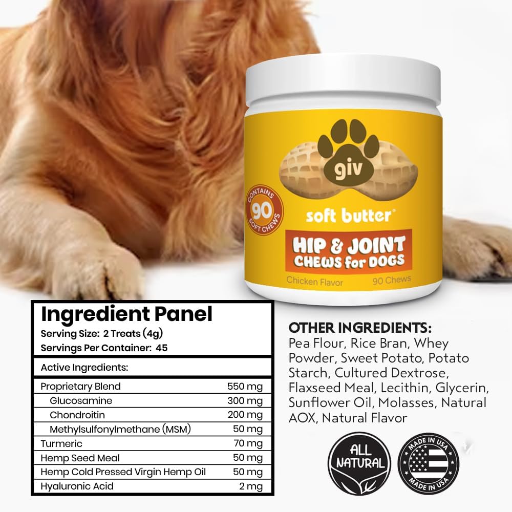 giv soft butter Hip & Joint Supplement Chews for Dogs 90 Masticables
