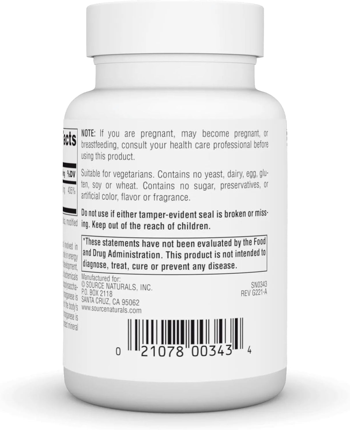 SOURCE NATURALS - Source Naturals Manganese 10Mg. 250 Tabletas - The Red Vitamin MX - Suplementos Alimenticios - {{ shop.shopifyCountryName }}