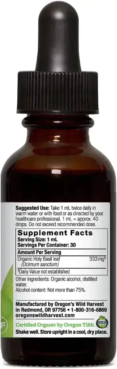 OREGON'S WILD HARVEST - Oregon's Wild Harvest Holy Basil 1:3 Organic 1 Fl.Oz. - The Red Vitamin MX - Suplementos Alimenticios - {{ shop.shopifyCountryName }}