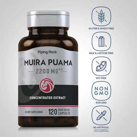 PIPING ROCK - Piping Rock Muira Puama Root Extract 2200Mg. 120 Capsulas - The Red Vitamin MX - Suplementos Alimenticios - {{ shop.shopifyCountryName }}