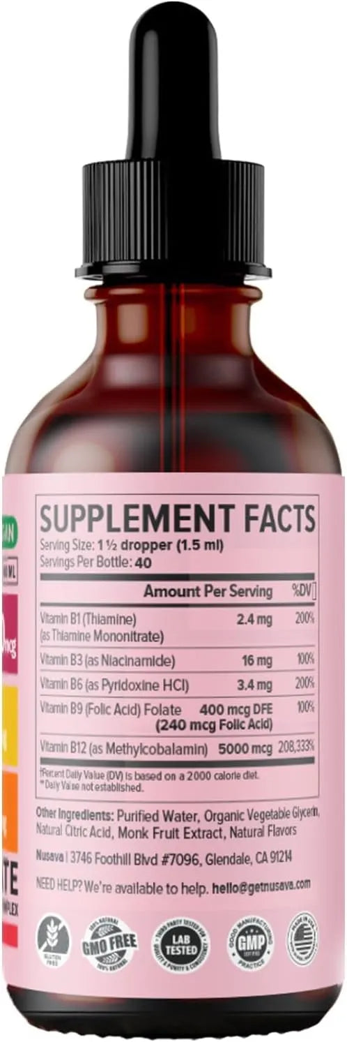 NUSAVA - NUSAVA Vitamin B12 and B6 Liquid Drops Strawberry 2 Fl.Oz. 2 Pack - The Red Vitamin MX - Suplementos Alimenticios - {{ shop.shopifyCountryName }}