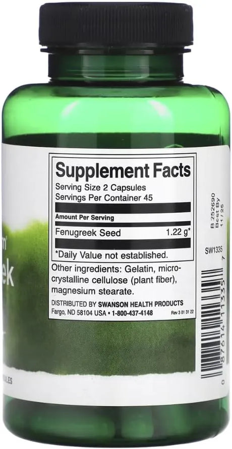 SWANSON - Swanson Full Specturm Fenugreek Seed 610Mg. 90 Capsulas - The Red Vitamin MX - Suplementos Alimenticios - {{ shop.shopifyCountryName }}