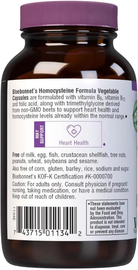 BLUEBONNET NUTRITION - BlueBonnet Homocysteine Formula 60 Capsulas - The Red Vitamin MX - Suplementos Alimenticios - {{ shop.shopifyCountryName }}