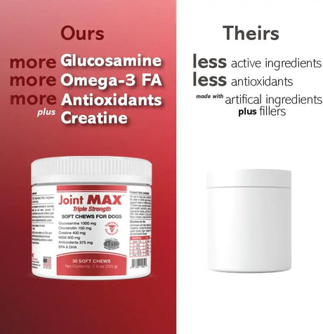 JOINT MAX - Joint Max TS Joint Supplement Vet Formulated 30 Masticables - The Red Vitamin MX - Cuidado De Cadera Y Articulaciones Para Perros - {{ shop.shopifyCountryName }}
