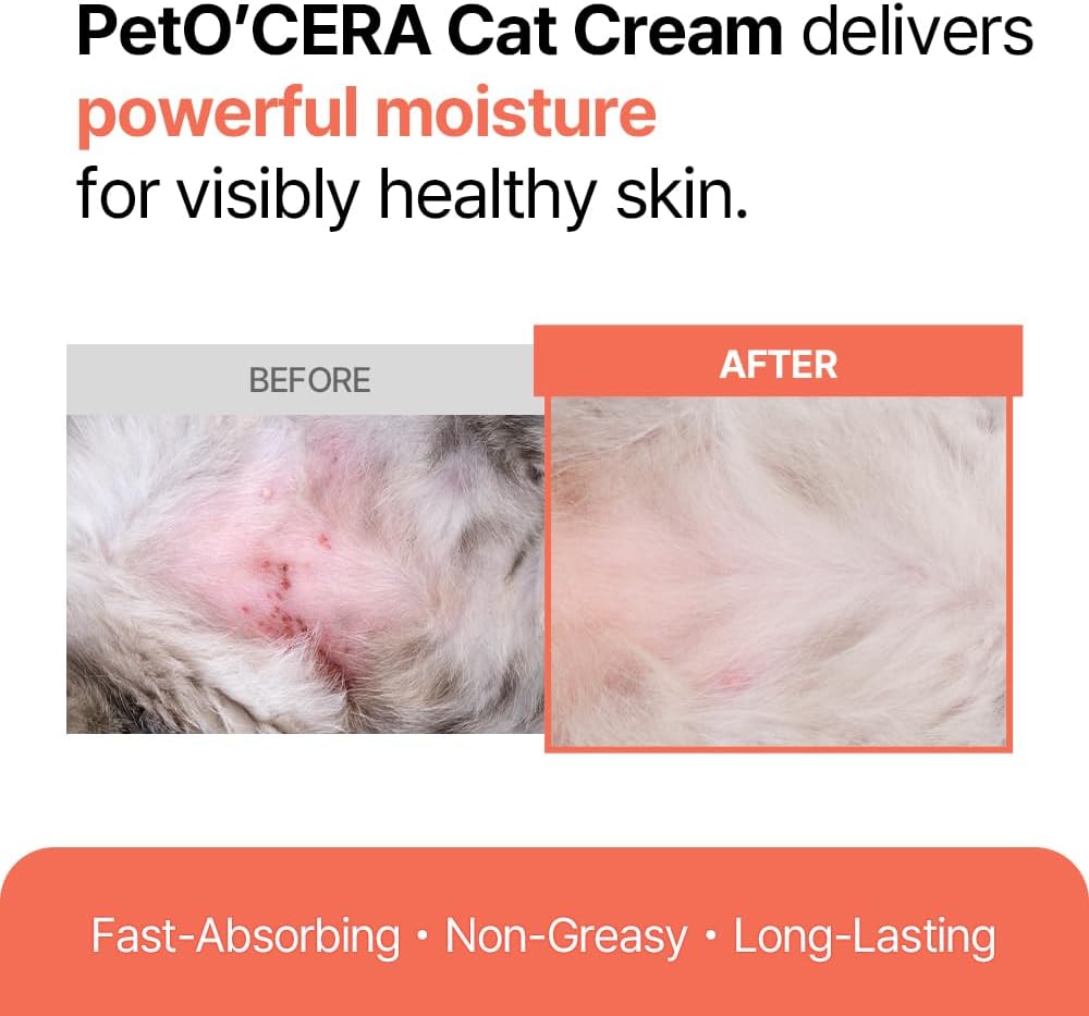 Breezytail PetO'CERA Cat Cream Hair Loss & Itch Relief for Hot Spots Rashes Allergies & Dry Skin 40Ml.