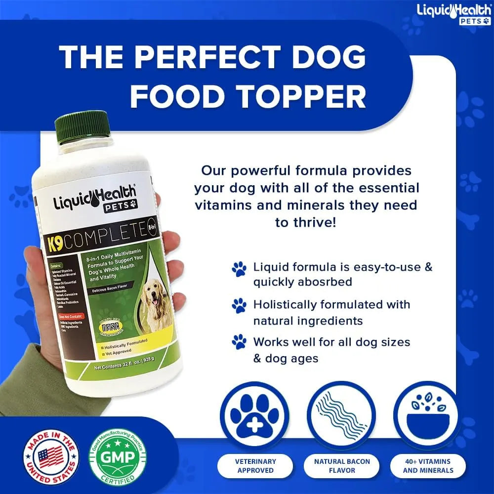 LIQUIDHEALTH - LIQUIDHEALTH Pets K9 Complete 8-in-1 Liquid Multivitamin 32 Fl.Oz. - The Red Vitamin MX - Multivitamínicos Para Perros - {{ shop.shopifyCountryName }}