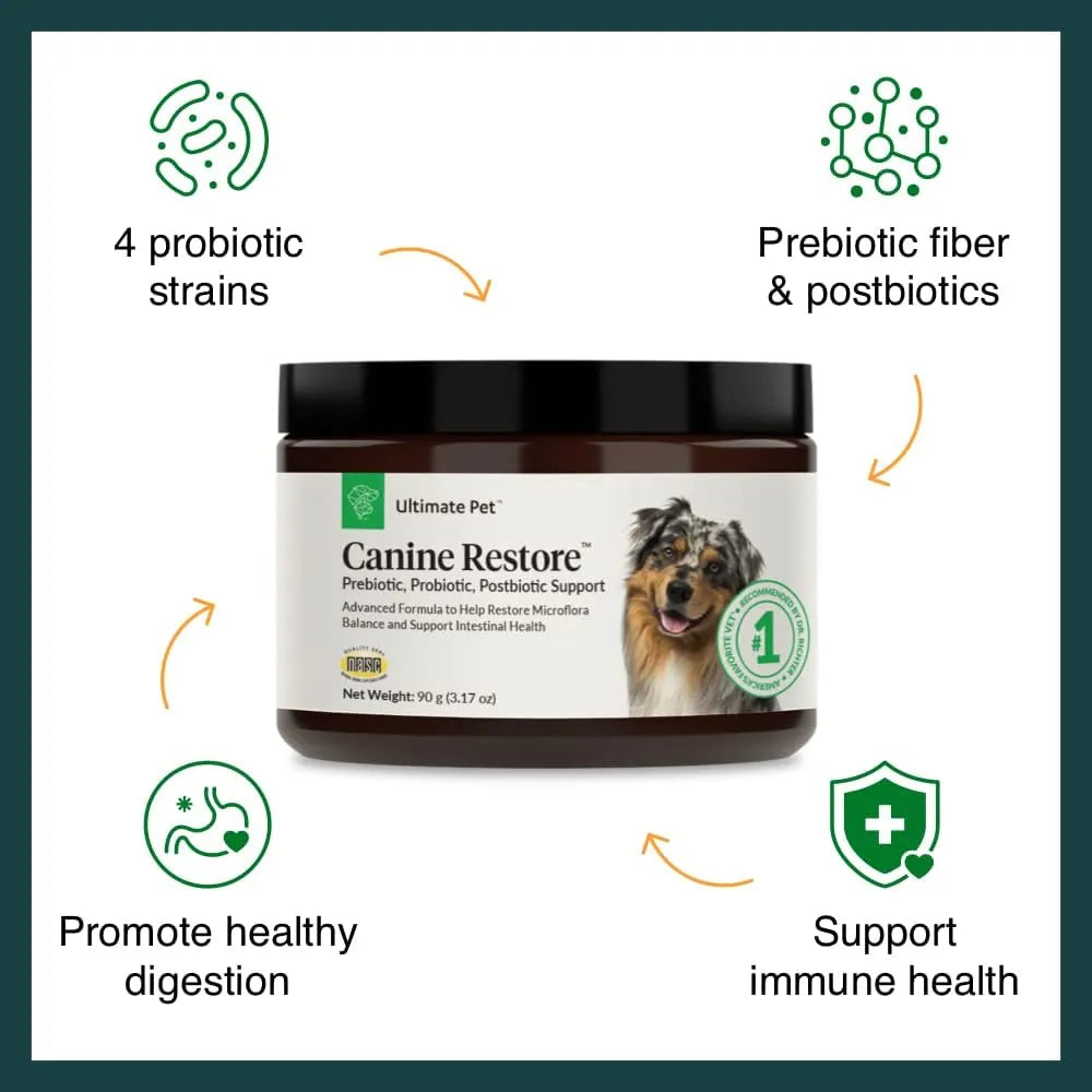 ULTIMATE PET - Ultimate Pet Nutrition Canine Restore Prebiotic Probiotic Postbiotic 90Gr. - The Red Vitamin MX - Probióticos Para Perros - {{ shop.shopifyCountryName }}