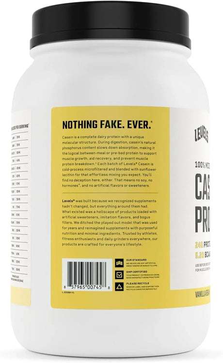 LEVELS - Levels 100% Micellar Casein Protein Vanilla Bean 2 Lb. - The Red Vitamin MX - Suplementos Alimenticios - {{ shop.shopifyCountryName }}