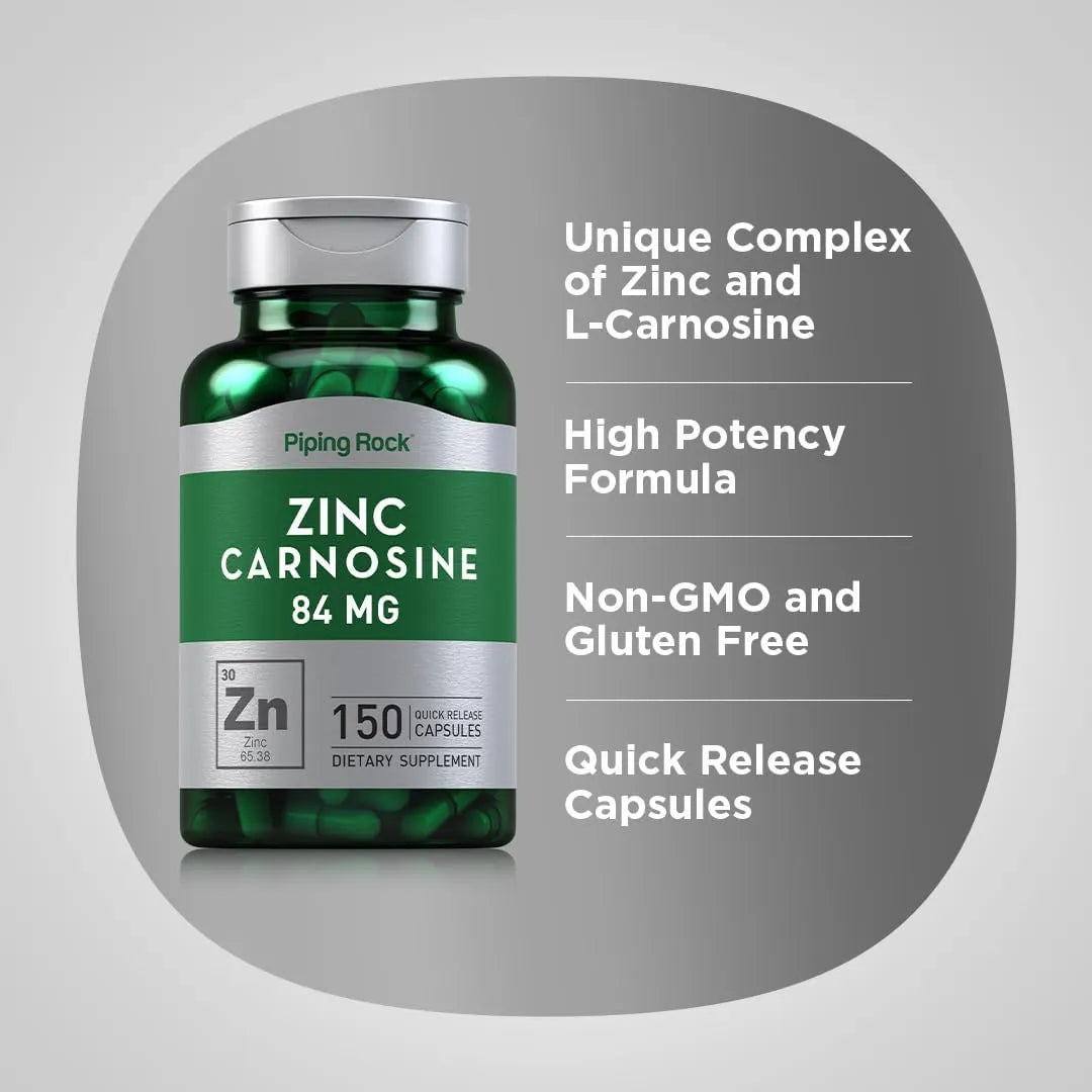 PIPING ROCK - Piping Rock Zinc Carnosine 84Mg. 150 Capsulas - The Red Vitamin MX - Suplementos Alimenticios - {{ shop.shopifyCountryName }}