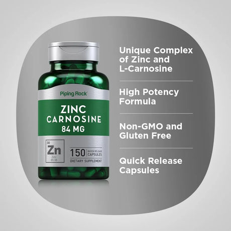 PIPING ROCK - Piping Rock Zinc Carnosine 84Mg. 150 Capsulas - The Red Vitamin MX - Suplementos Alimenticios - {{ shop.shopifyCountryName }}