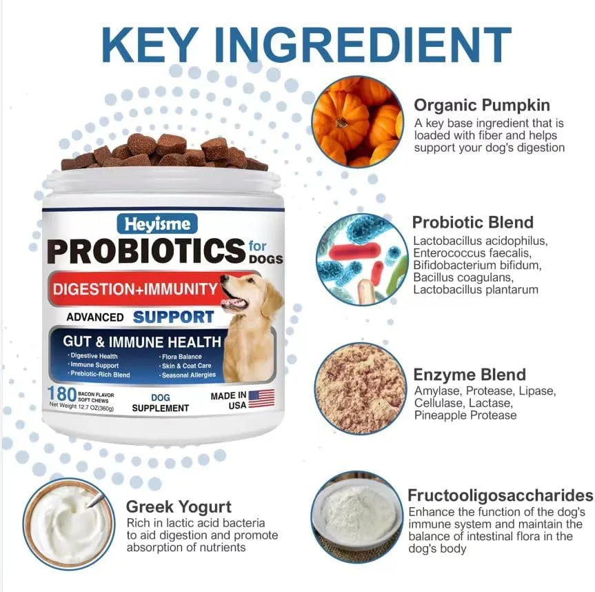 HEYISME - HEYISME Probiotics for Dogs Bacon 180 Masticables - The Red Vitamin MX - Probióticos Para Perros - {{ shop.shopifyCountryName }}