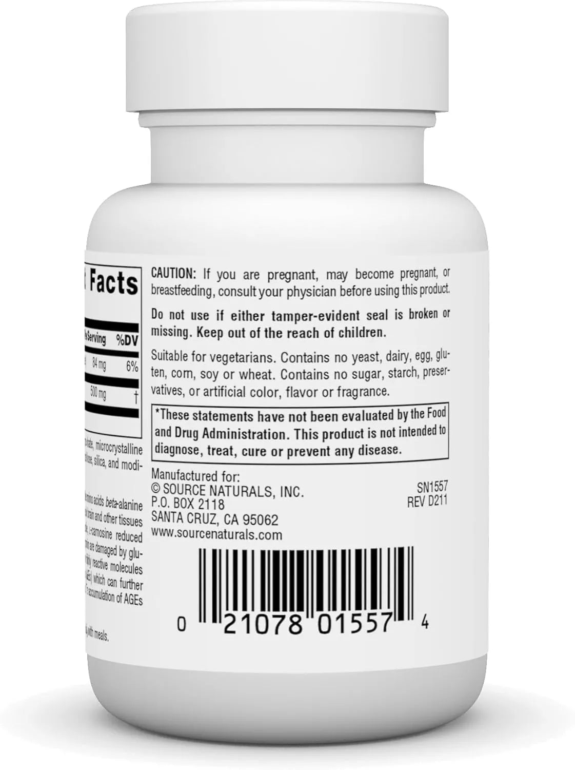 SOURCE NATURALS - Source Naturals L-Carnosine 500Mg. 30 Tabletas - The Red Vitamin MX - Suplementos Alimenticios - {{ shop.shopifyCountryName }}