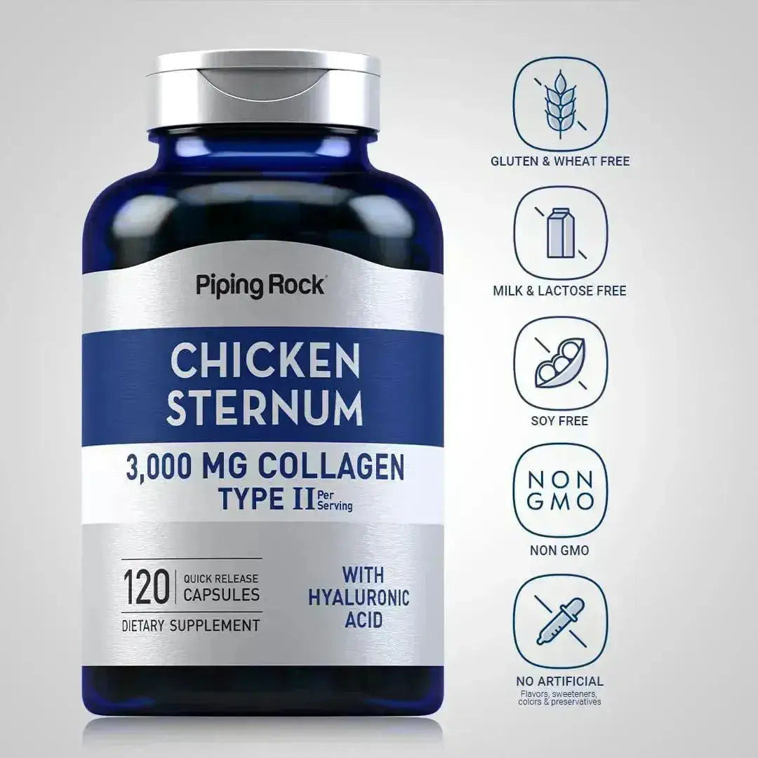 PIPING ROCK - Piping Rock Chicken Sternum Type II Collagen 3000Mg. 120 Capsulas - The Red Vitamin MX - Suplementos Alimenticios - {{ shop.shopifyCountryName }}