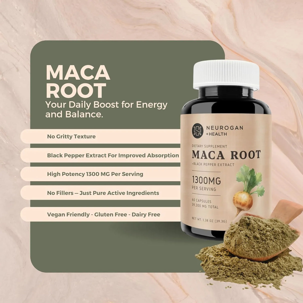 NEUROGAN HEALTH - Neurogan Maca Root 1300Mg. 60 Capsulas - The Red Vitamin MX - Suplementos Alimenticios - {{ shop.shopifyCountryName }}