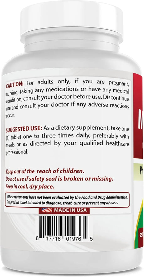 BEST NATURALS - Best Naturals Manganese 8Mg. 250 Tabletas - The Red Vitamin MX - Suplementos Alimenticios - {{ shop.shopifyCountryName }}