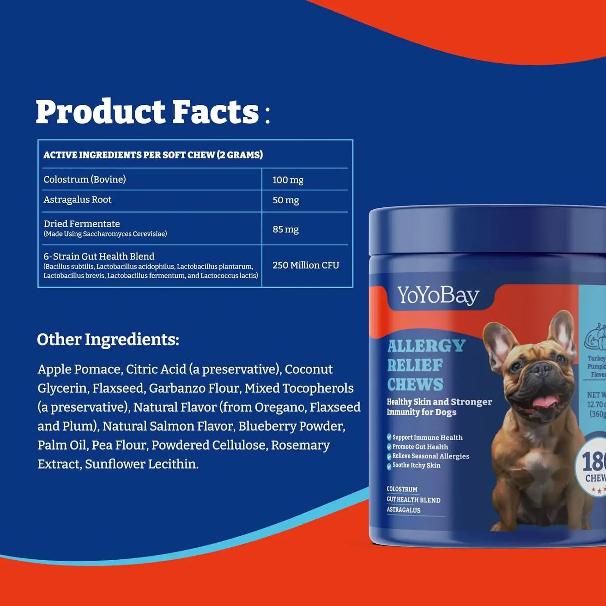 YOYOBAY - YoYoBay Dog Allergy Relief Chews Salmon & Blueberry 180 Masticables - The Red Vitamin MX - Remedios Para La Picazón De Perros - {{ shop.shopifyCountryName }}