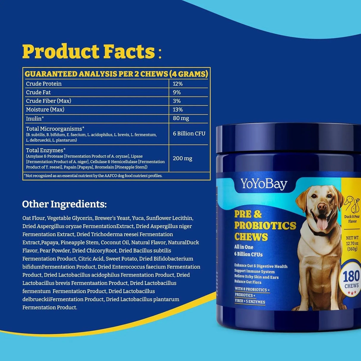 YOYOBAY - YoYoBay Probiotics for Dogs Duck & Pear Flavor 180 Masticables - The Red Vitamin MX - Probióticos Para Perros - {{ shop.shopifyCountryName }}