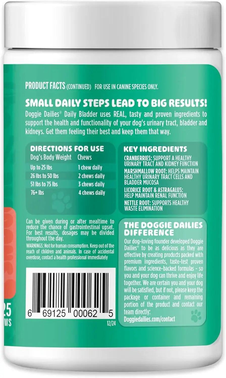 DOGGIE DAILIES - Doggie Dailies Cranberry Supplement for Dogs Bacon Flavored 225 Masticables - The Red Vitamin MX - Salud De Tracto Urinario Para Perros - {{ shop.shopifyCountryName }}