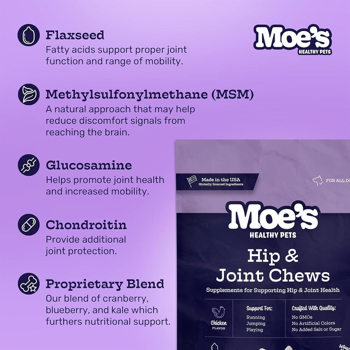 Moe’s Dog Joint Supplement 90 Masticables