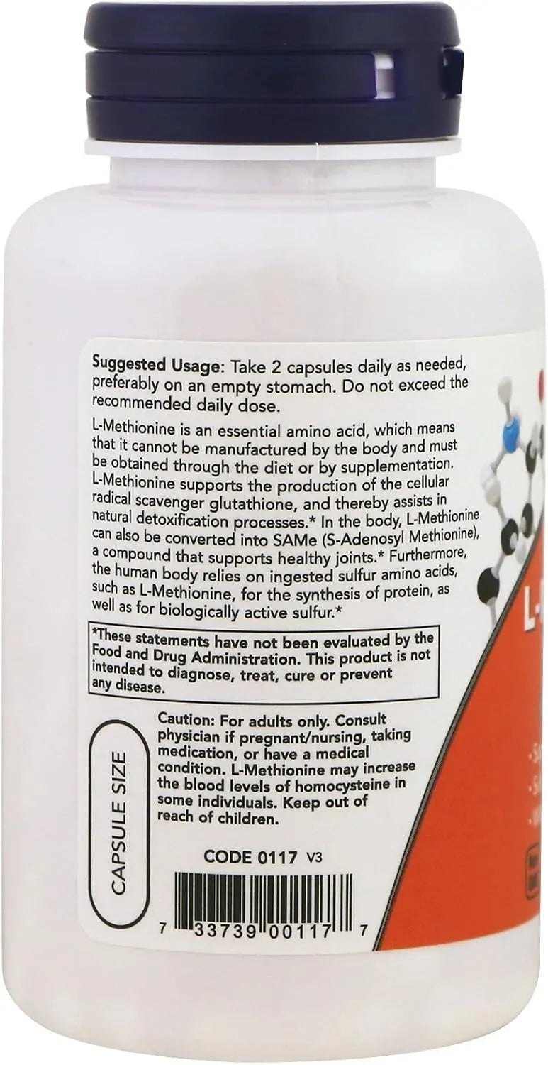 NOW SUPPLEMENTS - Now Supplements L-Methionine 500Mg. 100 Capsulas - The Red Vitamin MX - Suplementos Alimenticios - {{ shop.shopifyCountryName }}