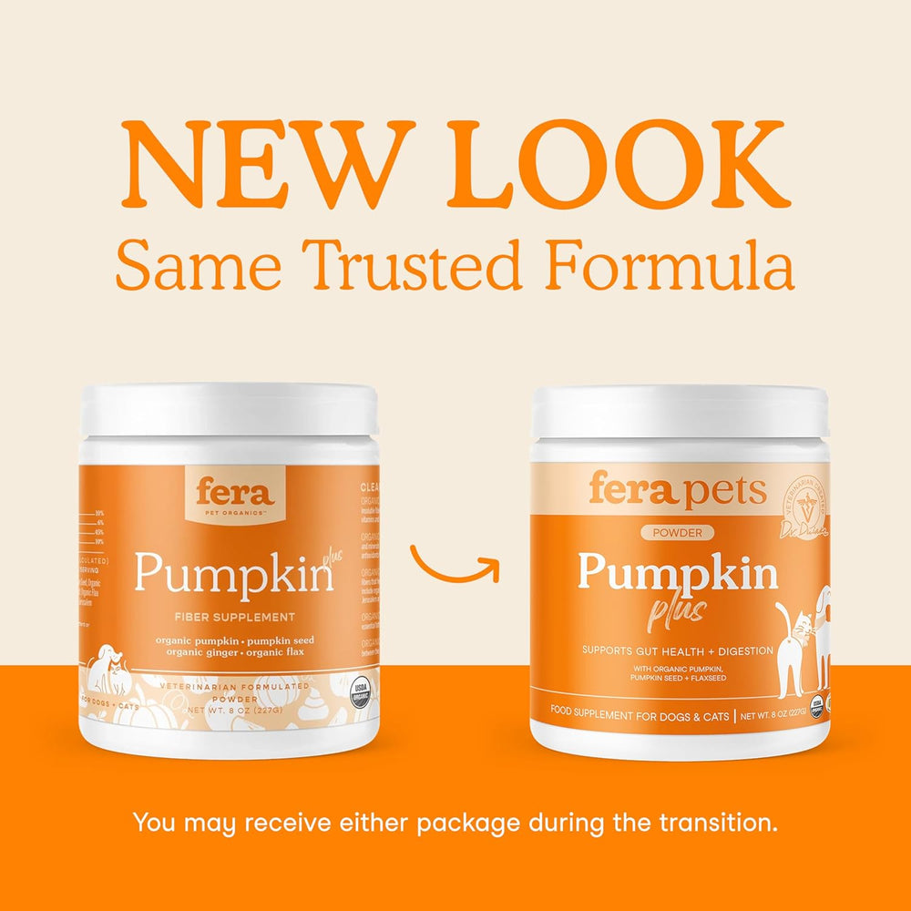 Fera Pet Organics Pumpkin Plus Fiber Supplement for Pets 90 Servicios 227Gr.