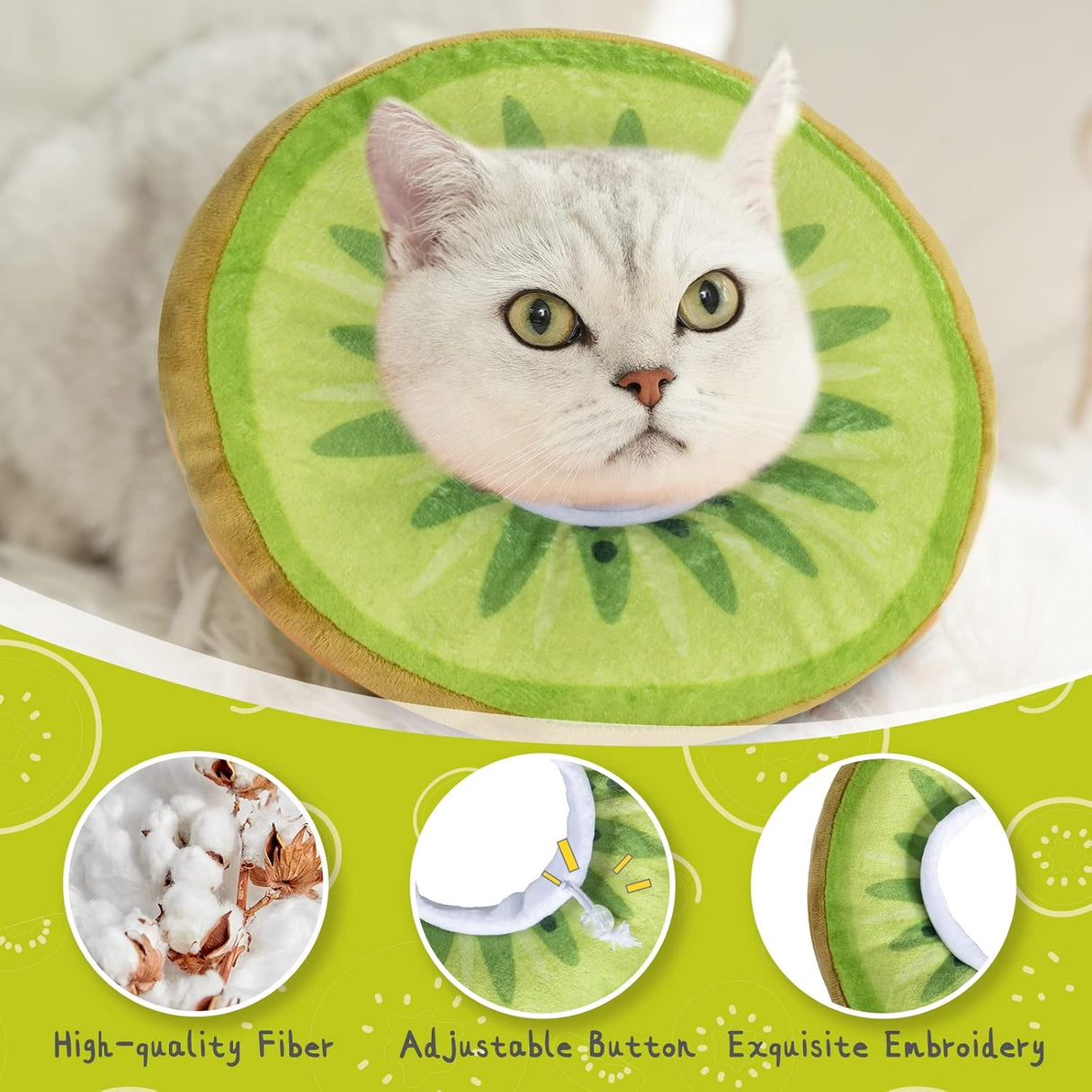 ANWA Adjustable Cat Cone Collar Soft Kiwifruit Medium
