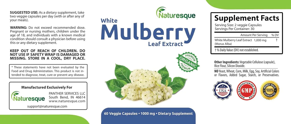 NATURESQUE - Naturesque White Mulberry Leaf Extract 1000Mg. 60 Capsulas - The Red Vitamin MX - Suplementos Alimenticios - {{ shop.shopifyCountryName }}
