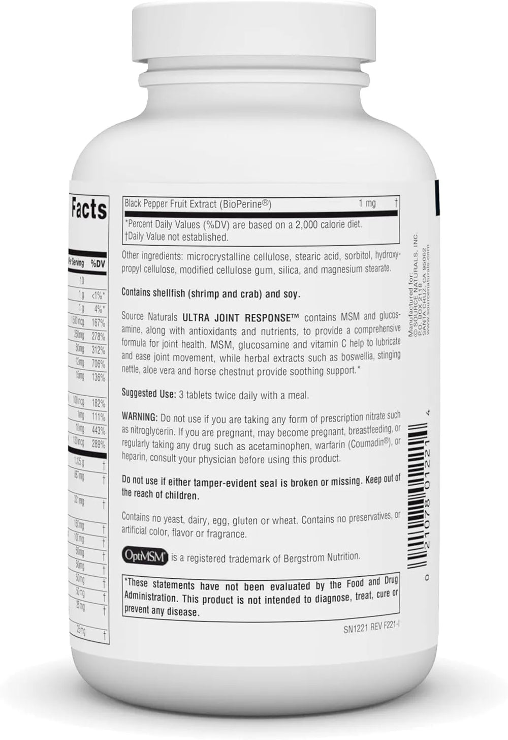 SOURCE NATURALS - Source Naturals Ultra Joint Response 180 Tabletas - The Red Vitamin MX - Suplementos Alimenticios - {{ shop.shopifyCountryName }}