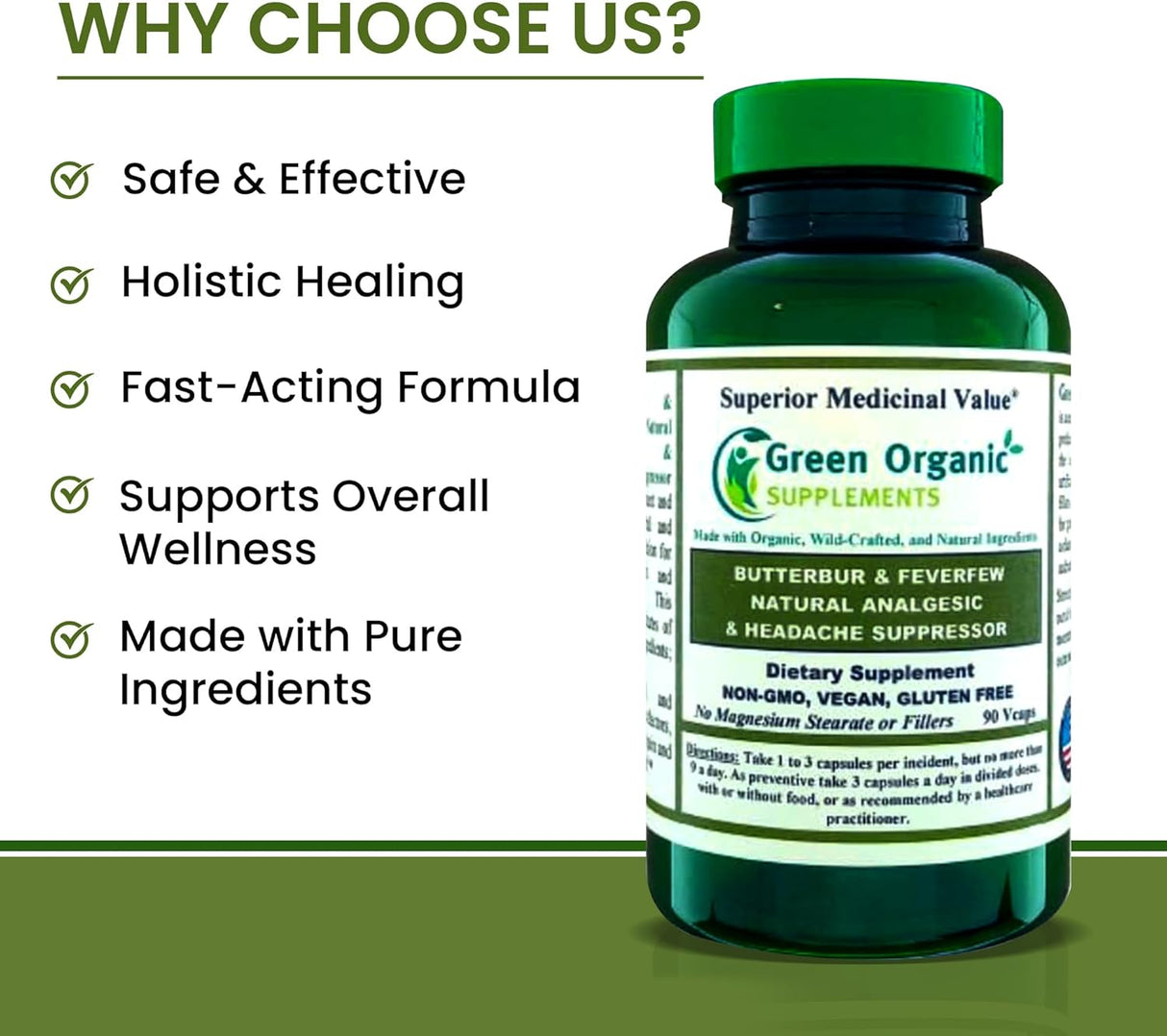 Green Organic Supplements Butterbur 90 Capsulas