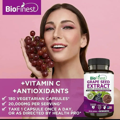 BIOFINEST - BioFinest Grape Seed 20000Mg. 180 Capsulas - The Red Vitamin MX - Suplementos Alimenticios - {{ shop.shopifyCountryName }}