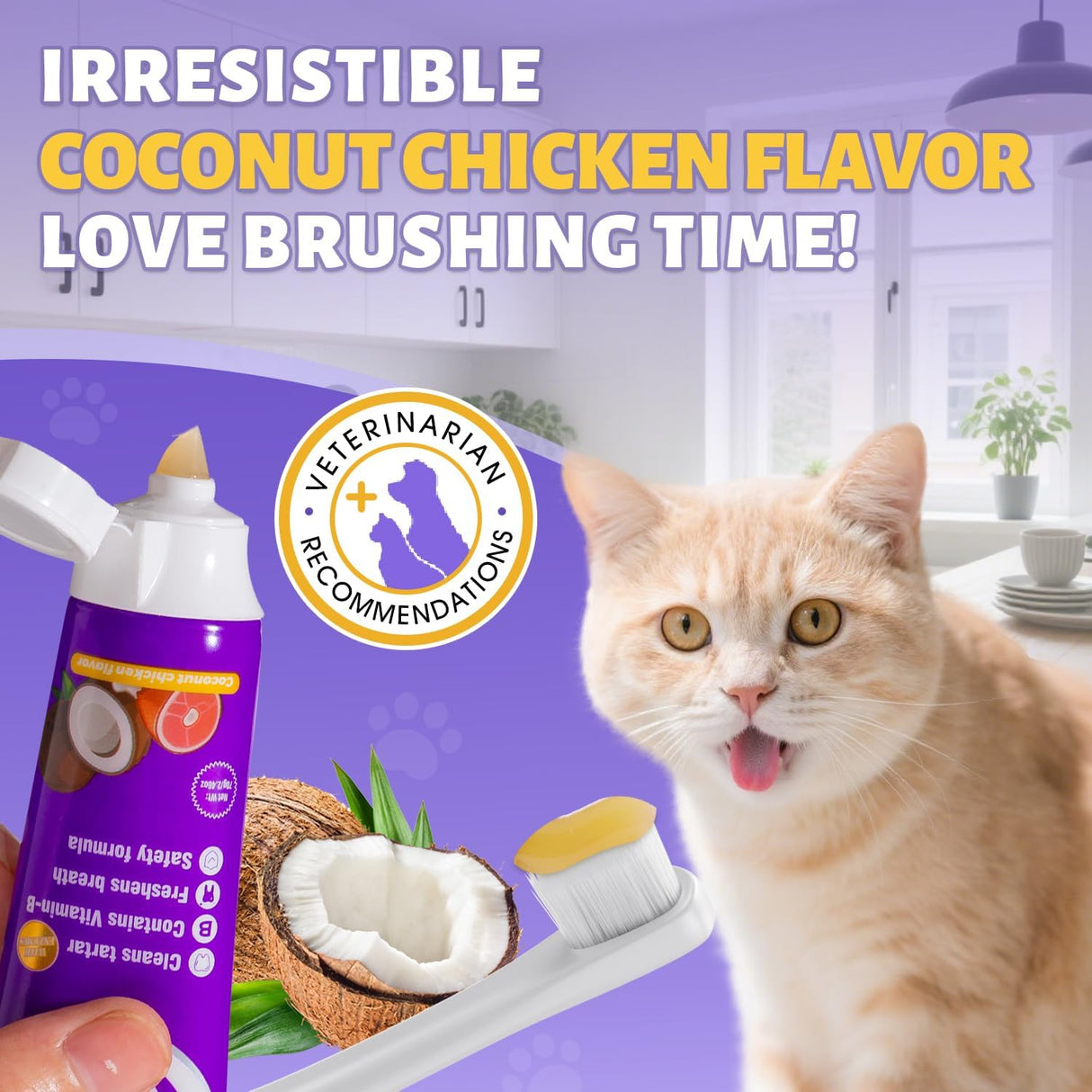 VVHOMIFE Cat Toothbrush and Toothpaste Kit