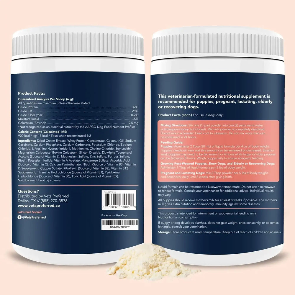 VETS PREFERRED - Vets Preferred Puppy Milk Replacement Formula 340Gr. - The Red Vitamin MX - Sustitutos De Leche Para Perros - {{ shop.shopifyCountryName }}