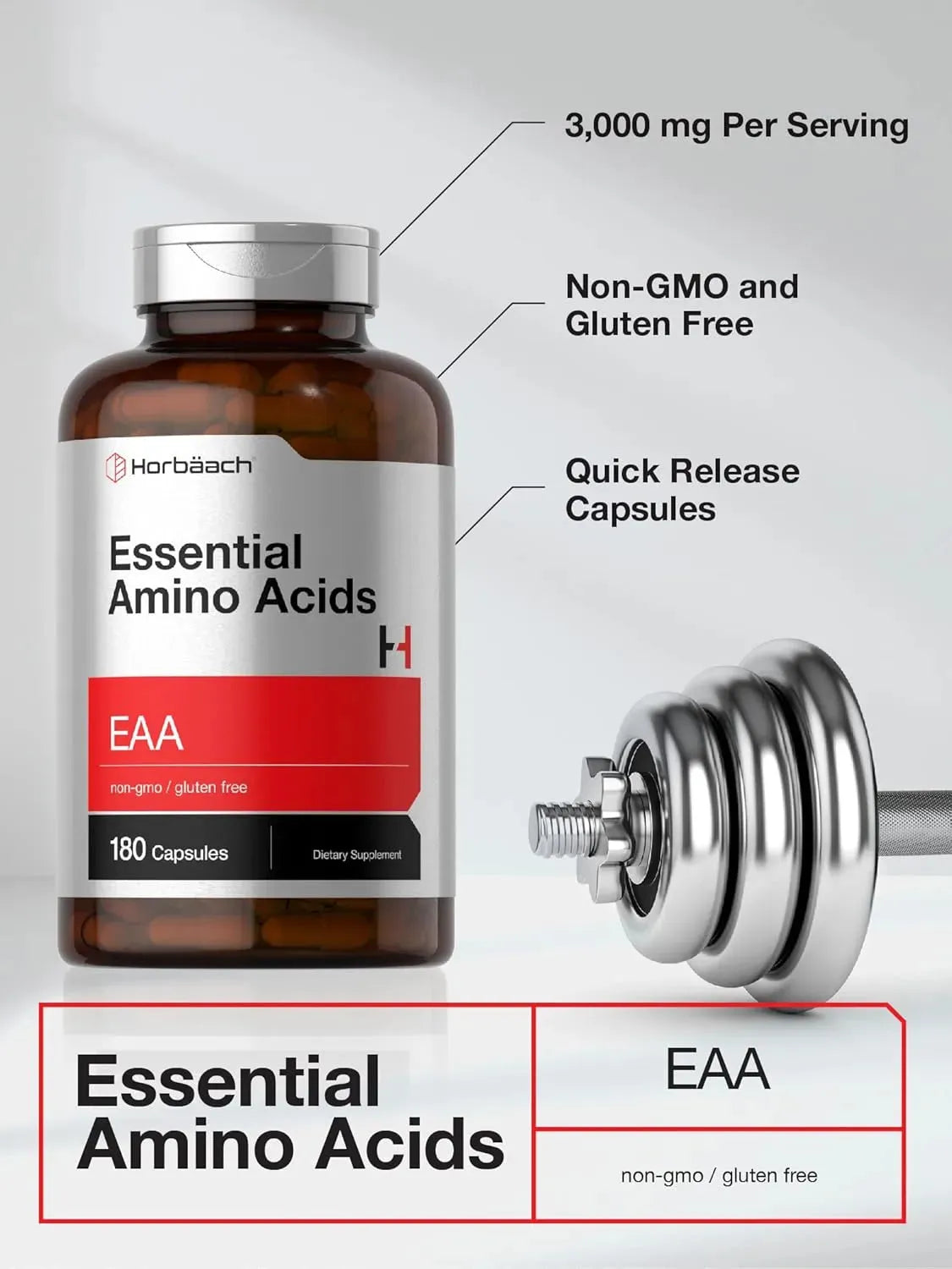 HORBAACH - Horbaach Essential Amino Acids 180 Capsulas - The Red Vitamin MX - Suplementos Alimenticios - {{ shop.shopifyCountryName }}