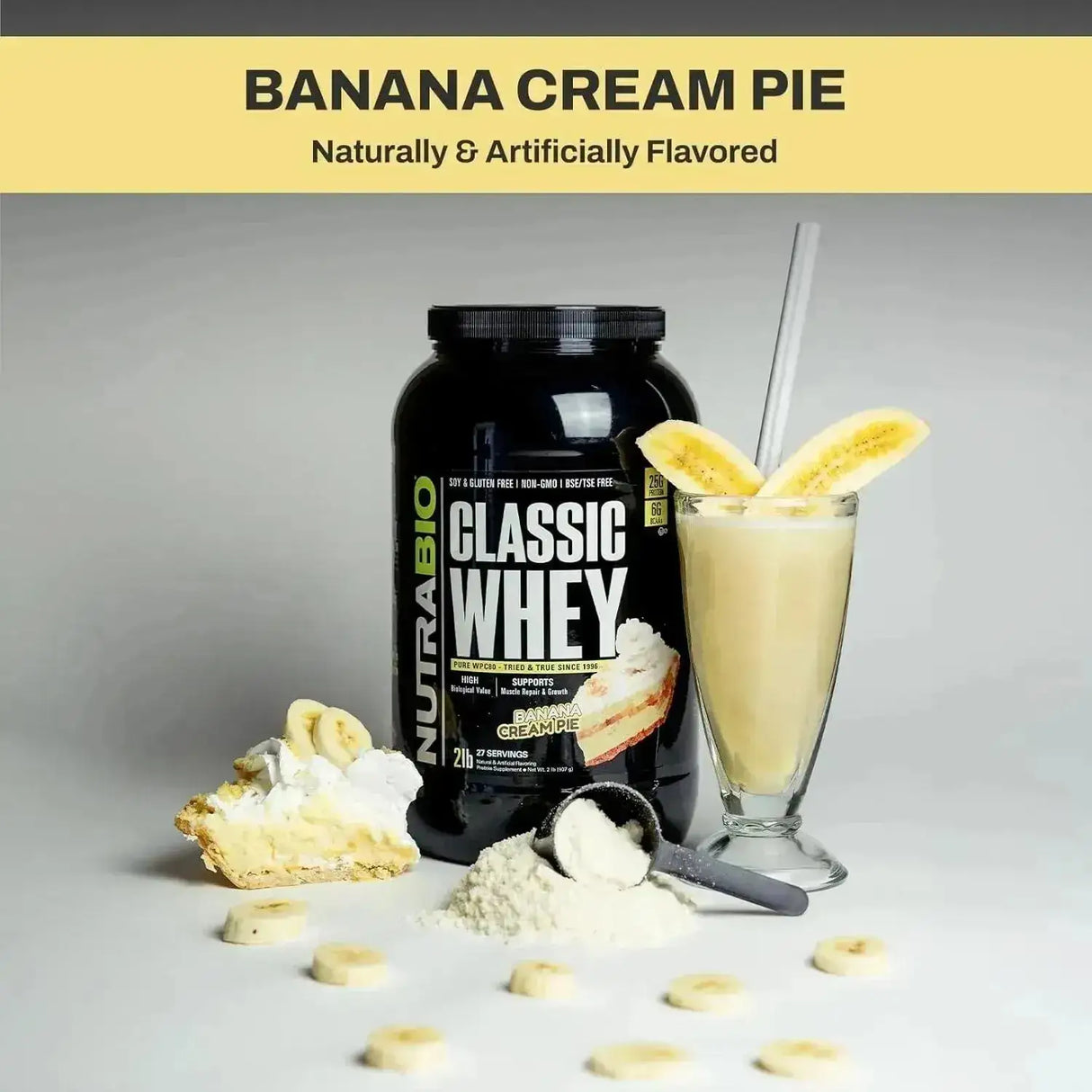 NUTRABIO - NutraBio Classic Whey Protein Powder Banana Cream Pie 27 Servicios 907Gr. - The Red Vitamin MX - Suplementos Alimenticios - {{ shop.shopifyCountryName }}