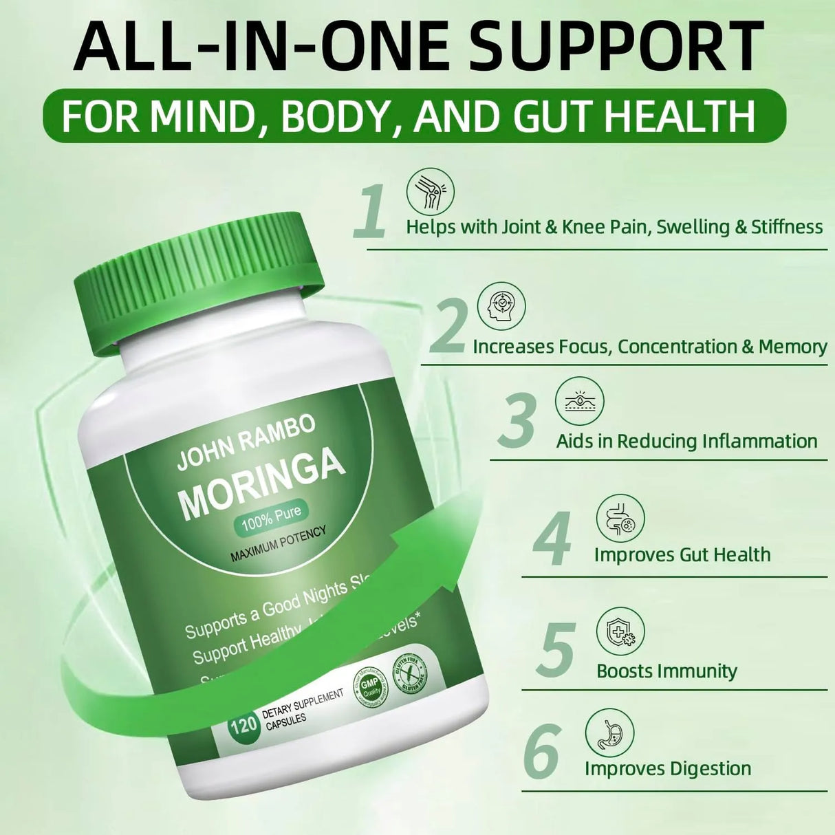 JOHN RAMBO - JOHN RAMBO Moringa Powder 1200Mg. 120 Capsulas - The Red Vitamin MX - Suplementos Alimenticios - {{ shop.shopifyCountryName }}