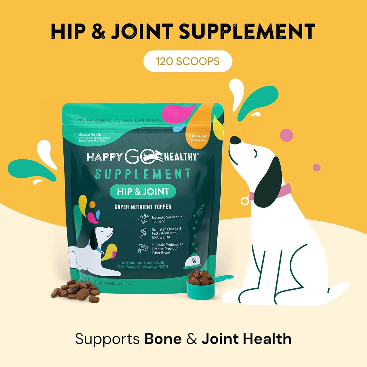 HAPPY GO HEALTHY Hip & Joint Supplements for Dogs 120 Servicios