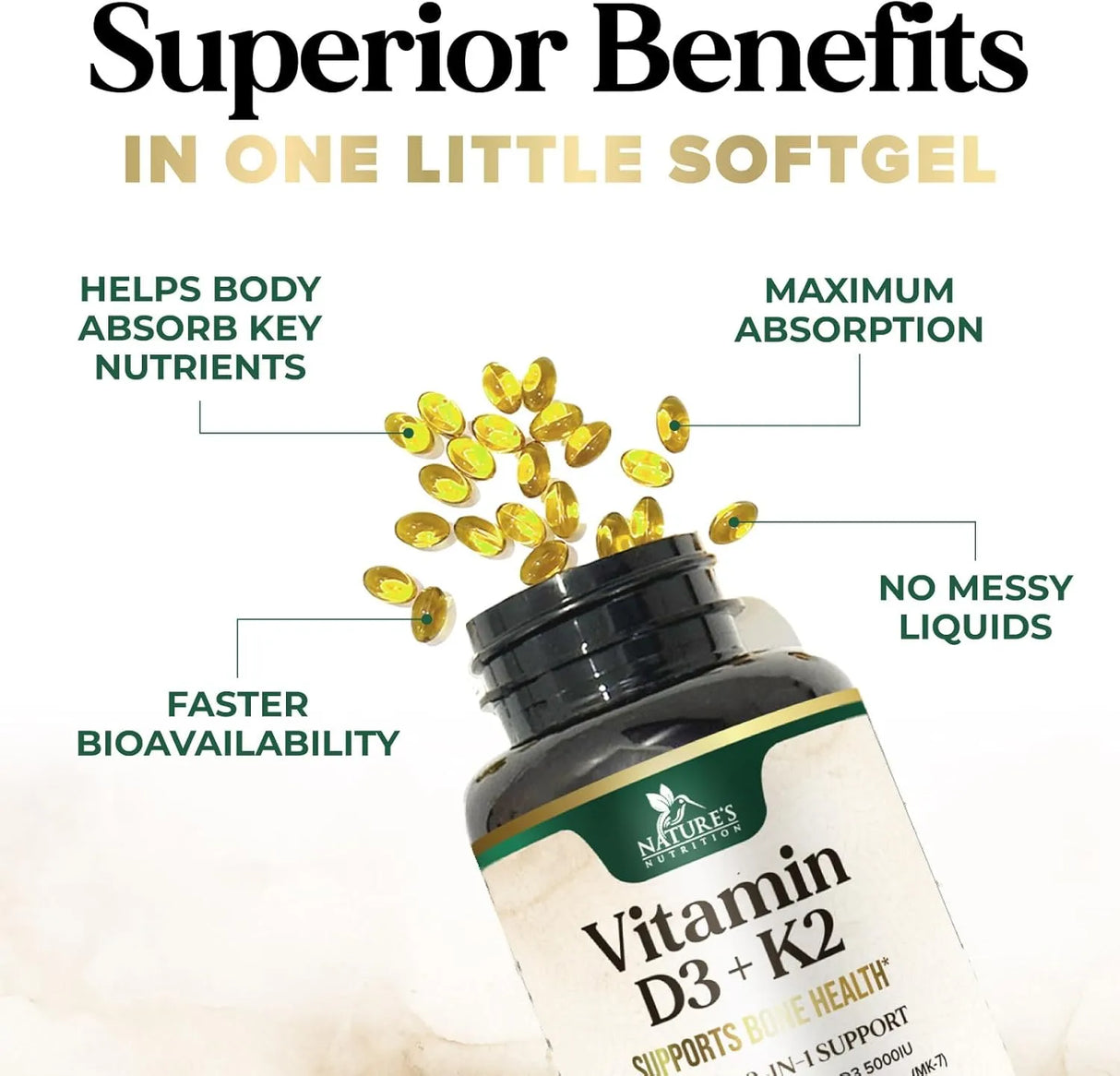 NATURE'S NUTRITION - Nature's Nutrition Vitamin D3 K2 240 Capsulas Blandas - The Red Vitamin MX - Suplementos Alimenticios - {{ shop.shopifyCountryName }}