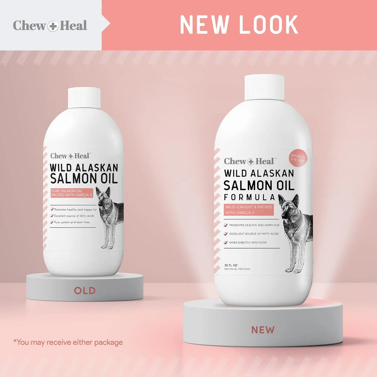 CHEW + HEAL - Chew + Heal Labs Wild Alaskan Salmon Fish Oil for Dogs 16 Fl.Oz. - The Red Vitamin MX - Aceite De Pescado Para Perros - {{ shop.shopifyCountryName }}