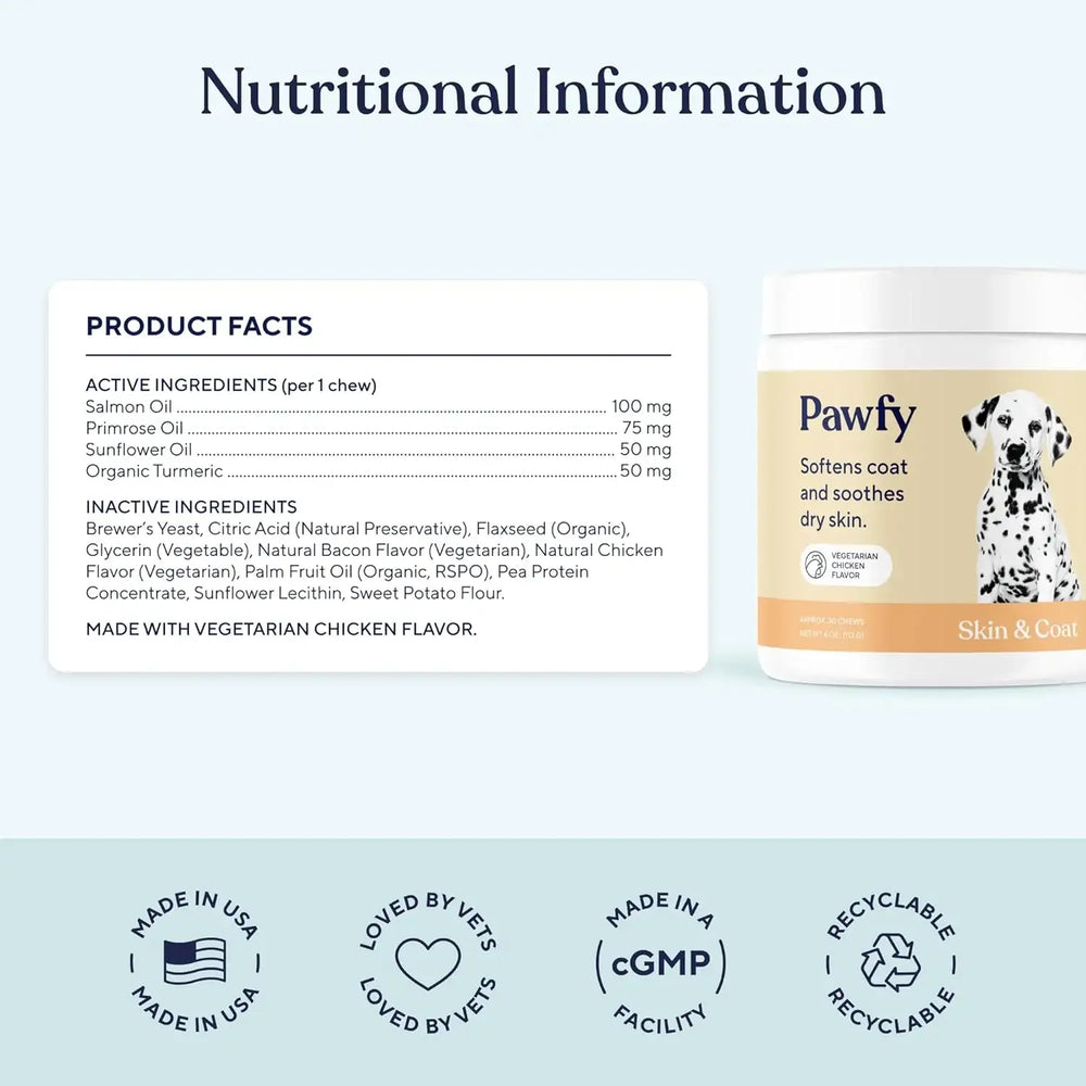 PAWFY - Pawfy Skin & Coat with Salmon Oil Dog Allergy Relief Chews Chicken 30 Masticables - The Red Vitamin MX - Remedios Para La Picazón De Perros - {{ shop.shopifyCountryName }}
