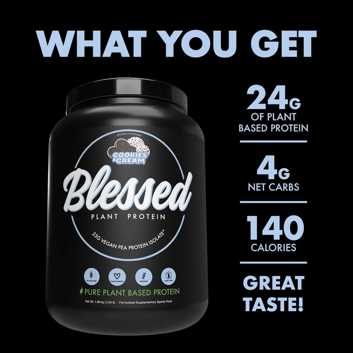 BLESSED - Blessed Vegan Protein Powder 23g of Pea Protein Cookies & Cream 1.06 Kg. - The Red Vitamin MX - Suplementos Alimenticios - {{ shop.shopifyCountryName }}
