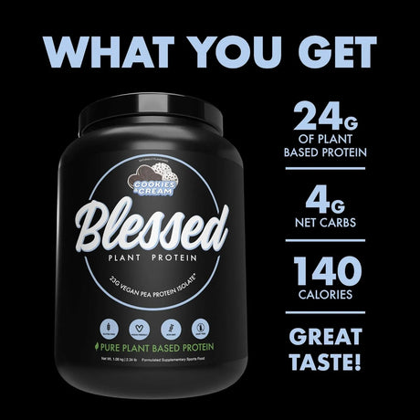 BLESSED - Blessed Vegan Protein Powder 23g of Pea Protein Cookies & Cream 1.06 Kg. - The Red Vitamin MX - Suplementos Alimenticios - {{ shop.shopifyCountryName }}
