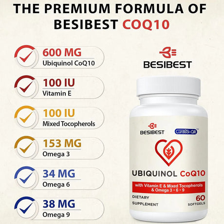 BESIBEST - Besibest Ubiquinol CoQ10 600Mg. 60 Capsulas Blandas - The Red Vitamin MX - Suplementos Alimenticios - {{ shop.shopifyCountryName }}
