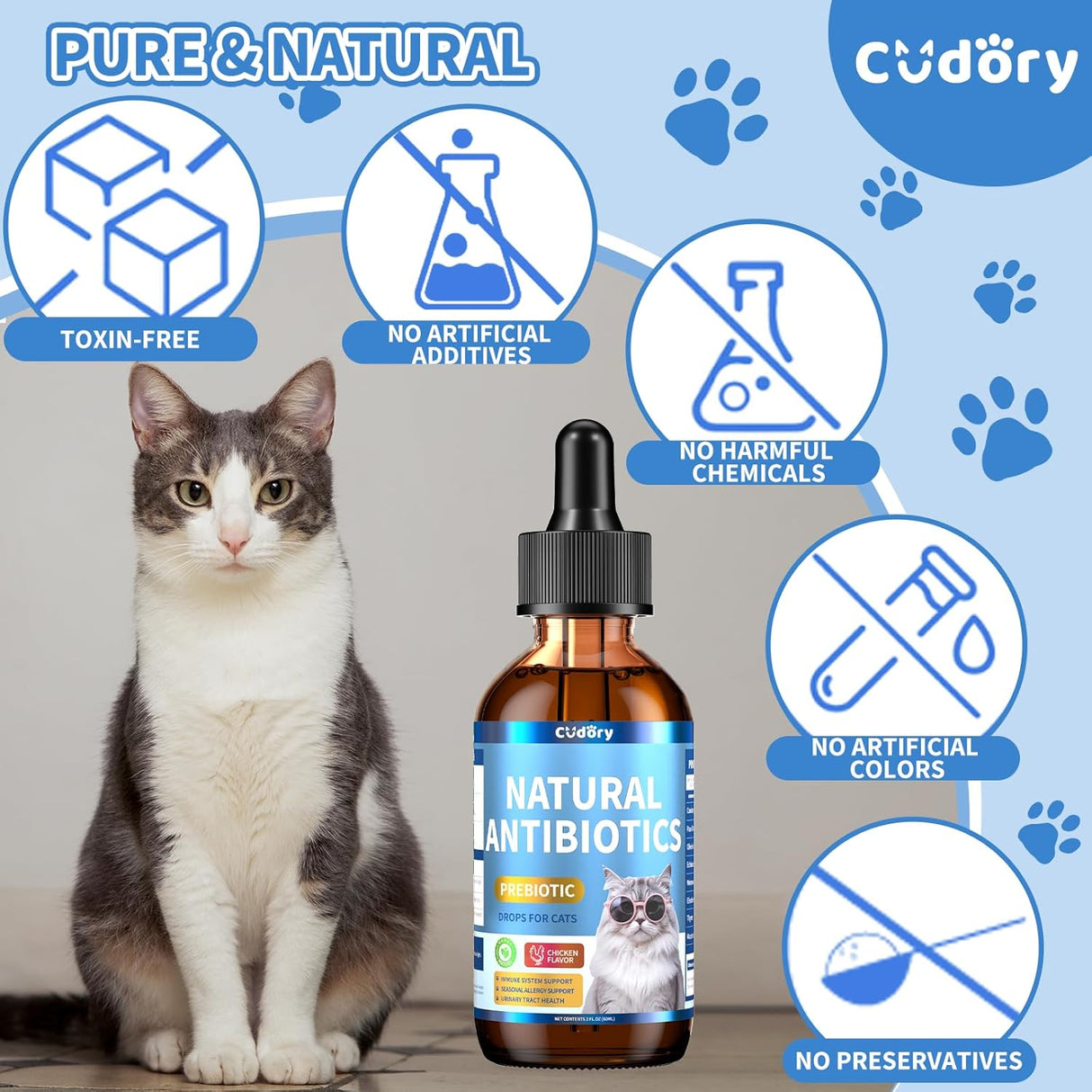 Cudory Natural Antibiotics for Cats 2 Fl.Oz.