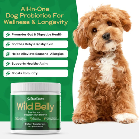 TRUECANINE - TrueCanine Wild Belly Dog Gut Health Probiotics 30 Servicios 60Gr. 3 Pack - The Red Vitamin MX - Probióticos Para Perros - {{ shop.shopifyCountryName }}