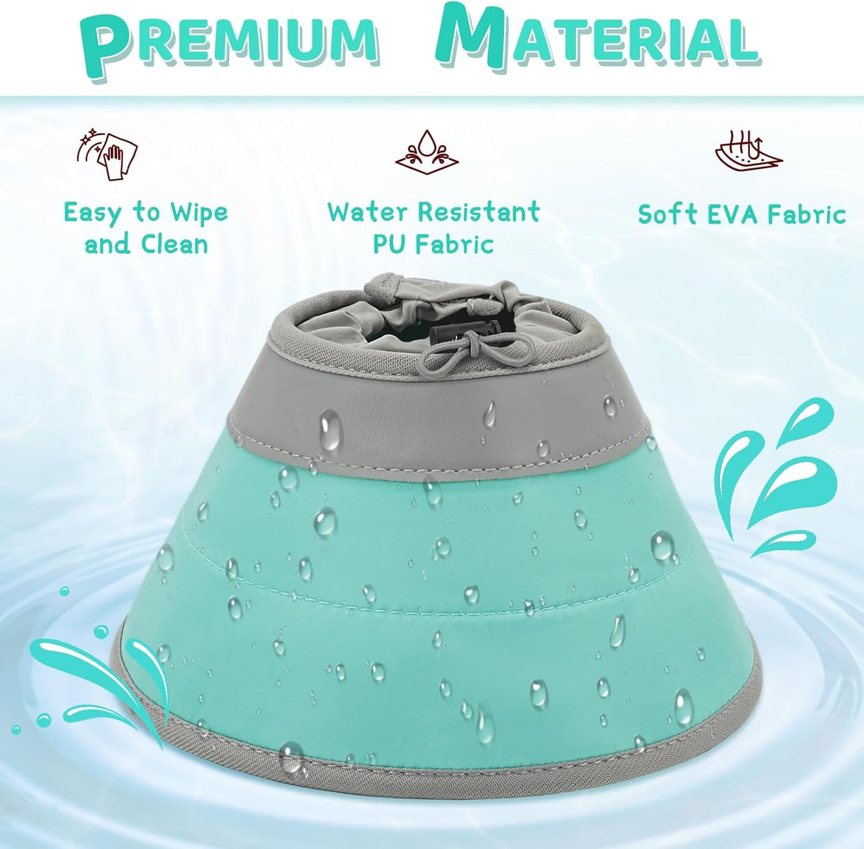 GoGoPaw Cat Cone Collar Soft to Stop Licking Adjustable Foldable SOLID GREEN MEDIUM