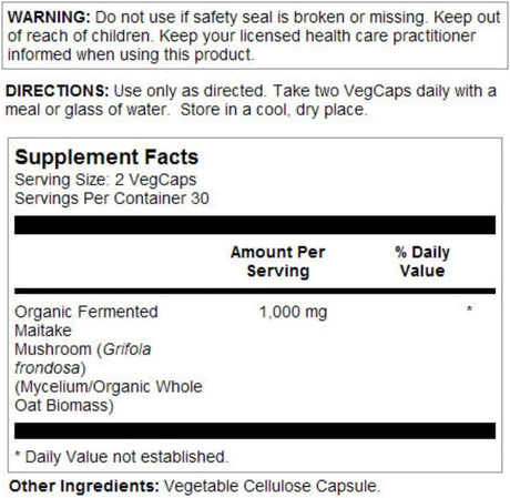 SOLARAY - SOLARAY Maitake Mushroom 60 Capsulas - The Red Vitamin MX - Suplementos Alimenticios - {{ shop.shopifyCountryName }}