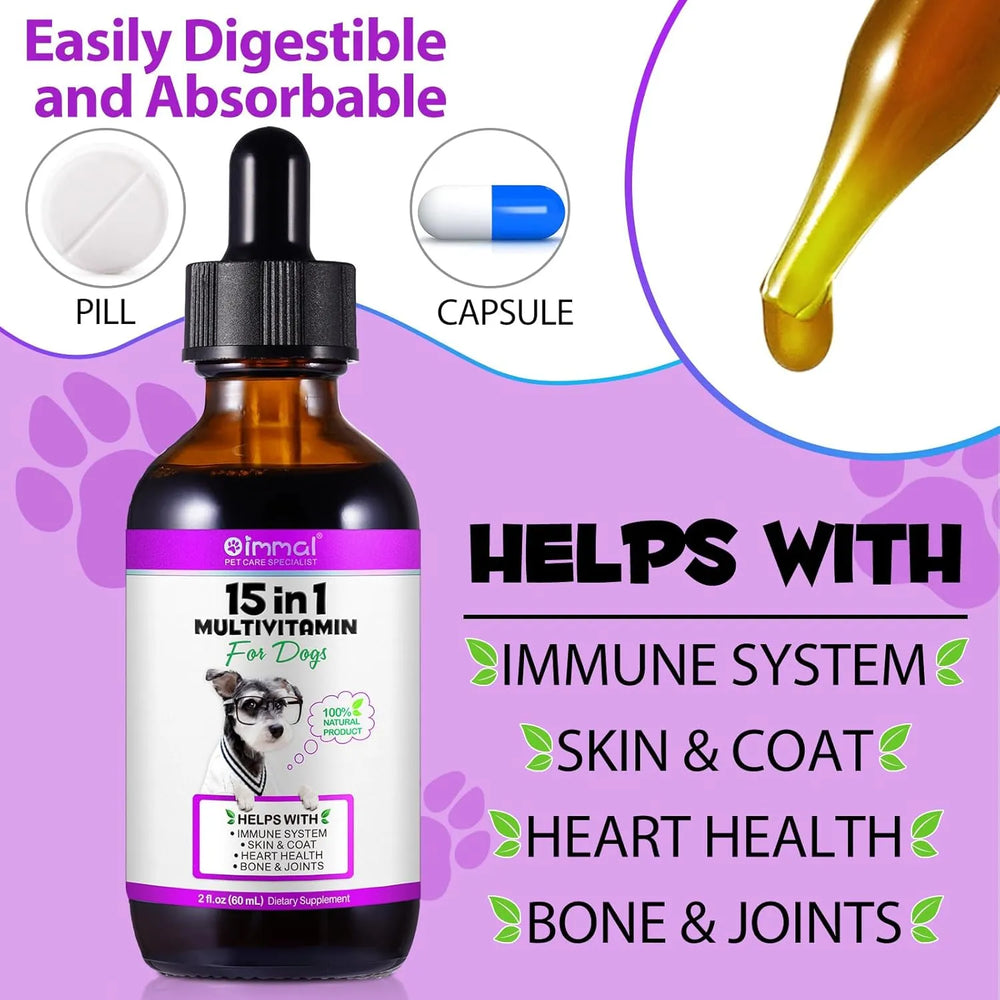 OIMMAL - OIMMAL 15 in 1 Dog Multivitamin Drops for Dogs 2 Fl.Oz. - The Red Vitamin MX - Multivitamínicos Para Perros - {{ shop.shopifyCountryName }}