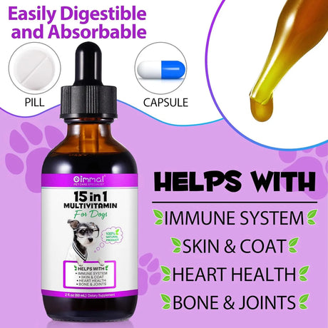 OIMMAL - OIMMAL 15 in 1 Dog Multivitamin Drops for Dogs 2 Fl.Oz. - The Red Vitamin MX - Multivitamínicos Para Perros - {{ shop.shopifyCountryName }}